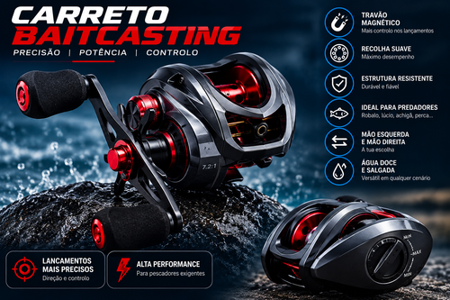 Carreto Baitcasting com Travão Magnético | StrikeTackle Fishing